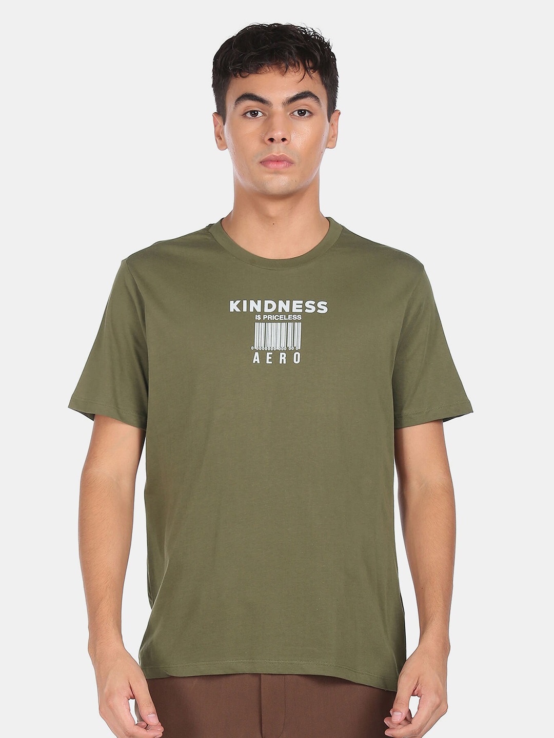 Aeropostale Men Green cotton Typography Printed T-shirt