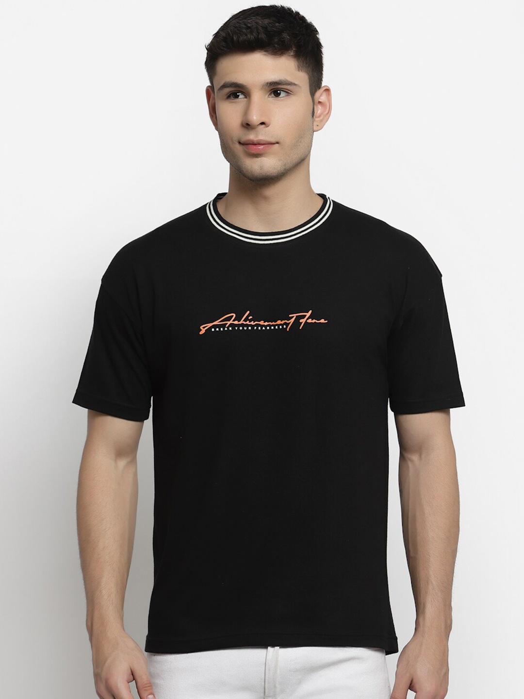 Club York Men Black Typography Printed T-shirt
