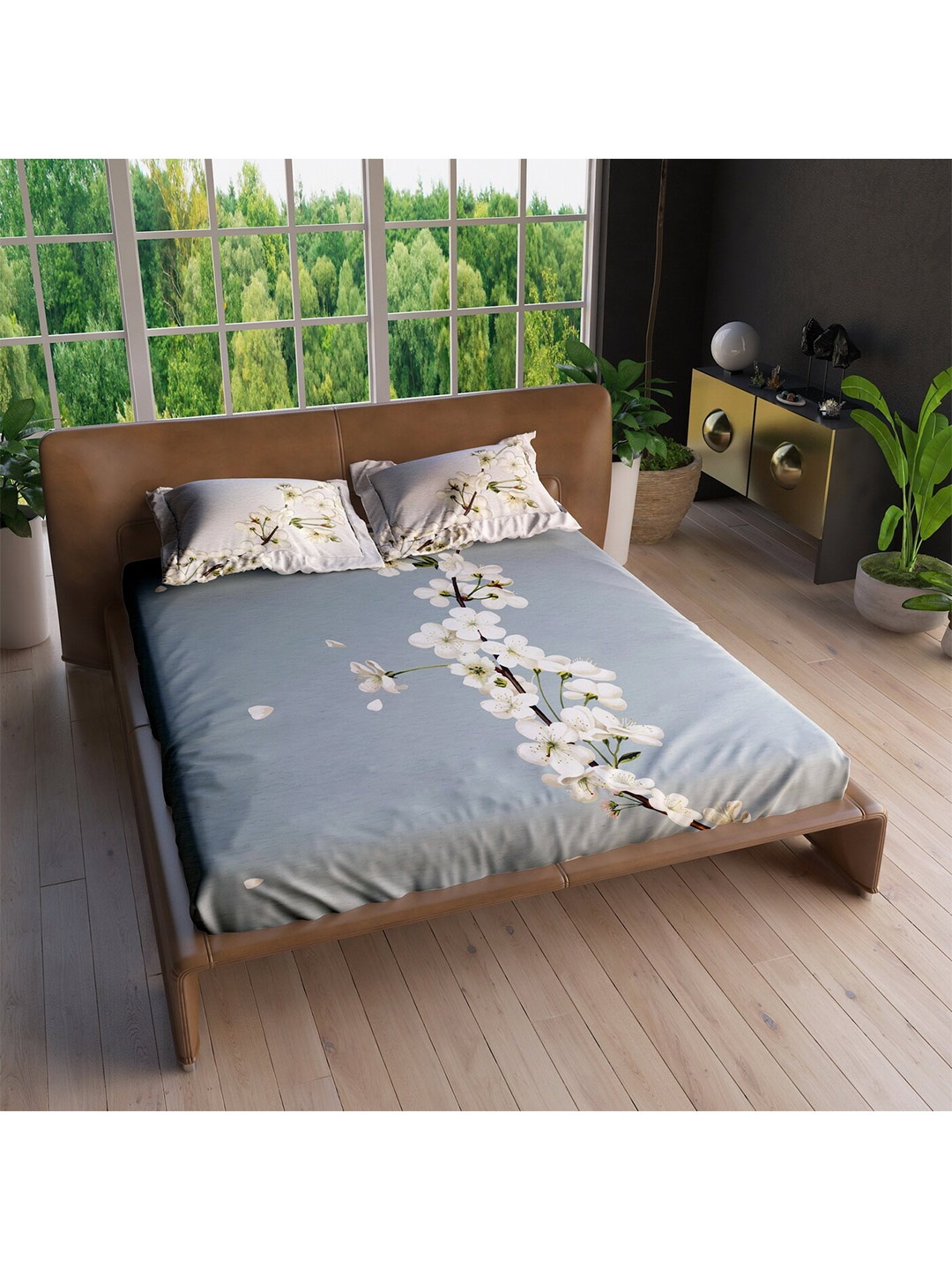 LABHAM Grey & Off White Floral 220 TC Pure Cotton King Bedsheet with 2 Pillow Covers
LABHAM Grey & Off White Floral 220 TC Pure Cotton King Bedsheet with 2 Pillow Covers