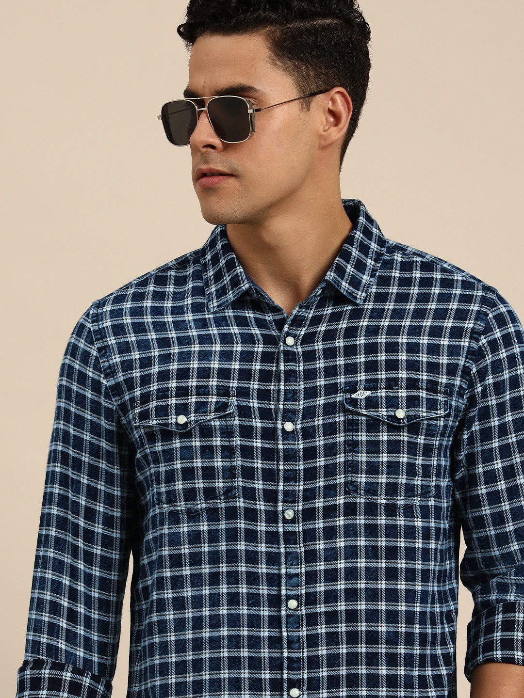 Being Human Men Standard Slim Fit Grid Tattersall Checked Pure Cotton Casual Shirt, Navy blue
Being Human Men Standard Slim Fit Grid Tattersall Checked Pure Cotton Casual Shirt, Navy blue