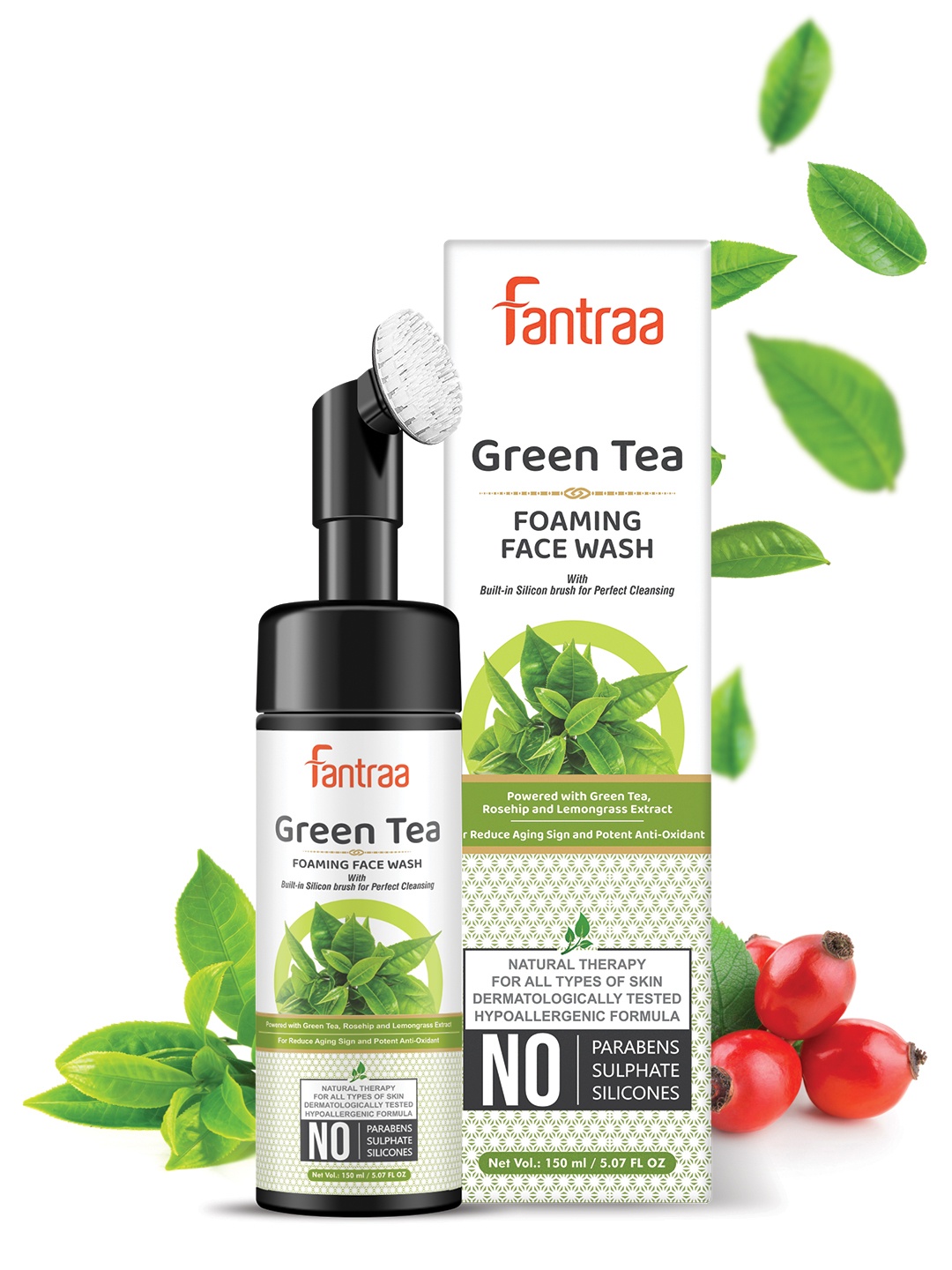 Fantraa Green Tea Foaming Face Wash with Built-In Face Brush for Reduce Aging Signs 150 ml, White
Fantraa Green Tea Foaming Face Wash with Built-In Face Brush for Reduce Aging Signs 150 ml, White