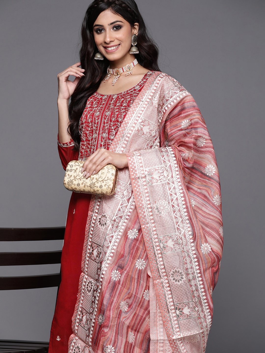 Indo Era Women Red Ethnic Motifs Embroidered Sequinned Liva Kurta with Palazzos & With Dupatta
Indo Era Women Red Ethnic Motifs Embroidered Sequinned Liva Kurta with Palazzos & With Dupatta