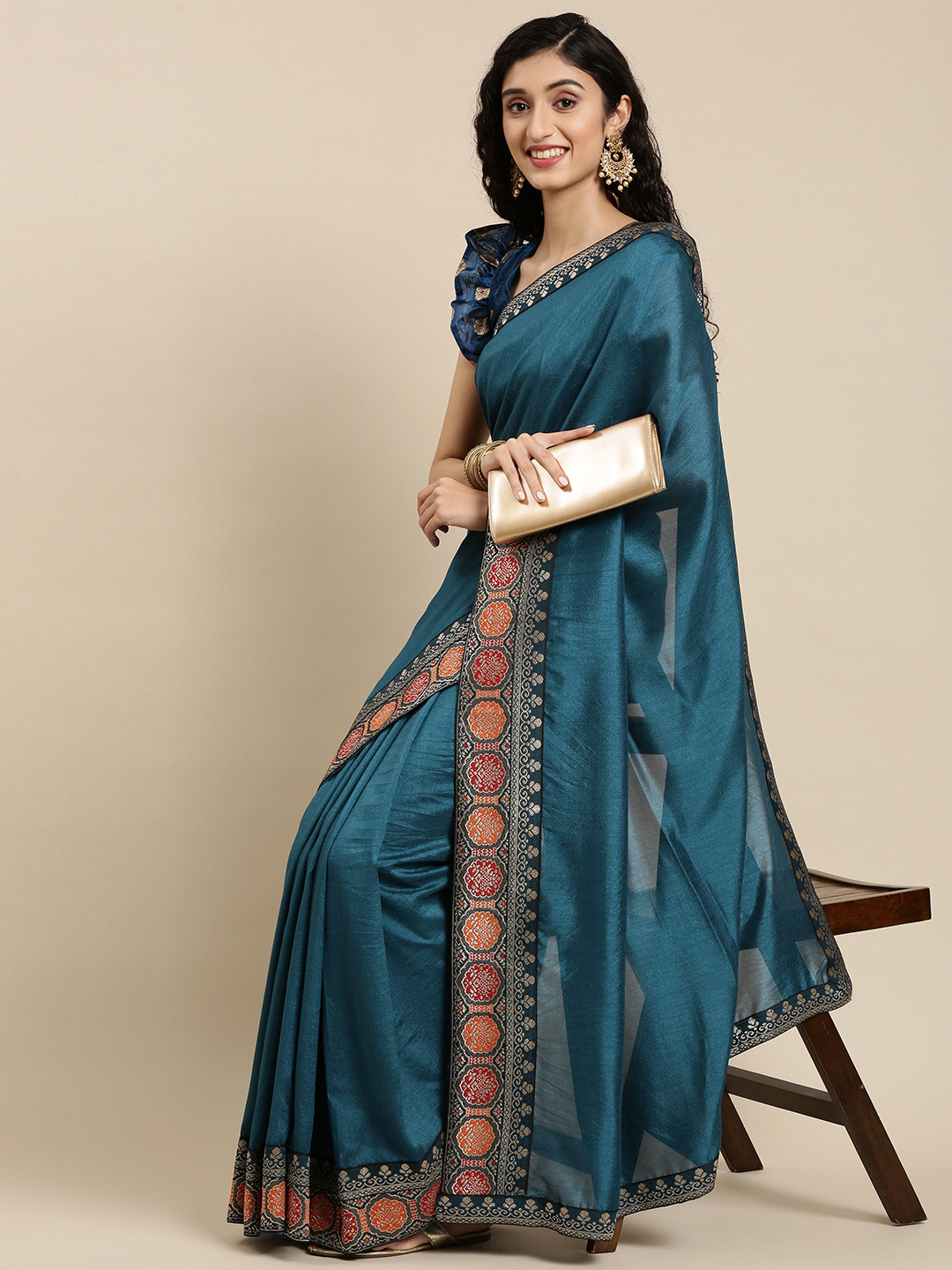 Mitera Blue & Yellow Silk Blend Saree
Mitera Blue & Yellow Silk Blend Saree