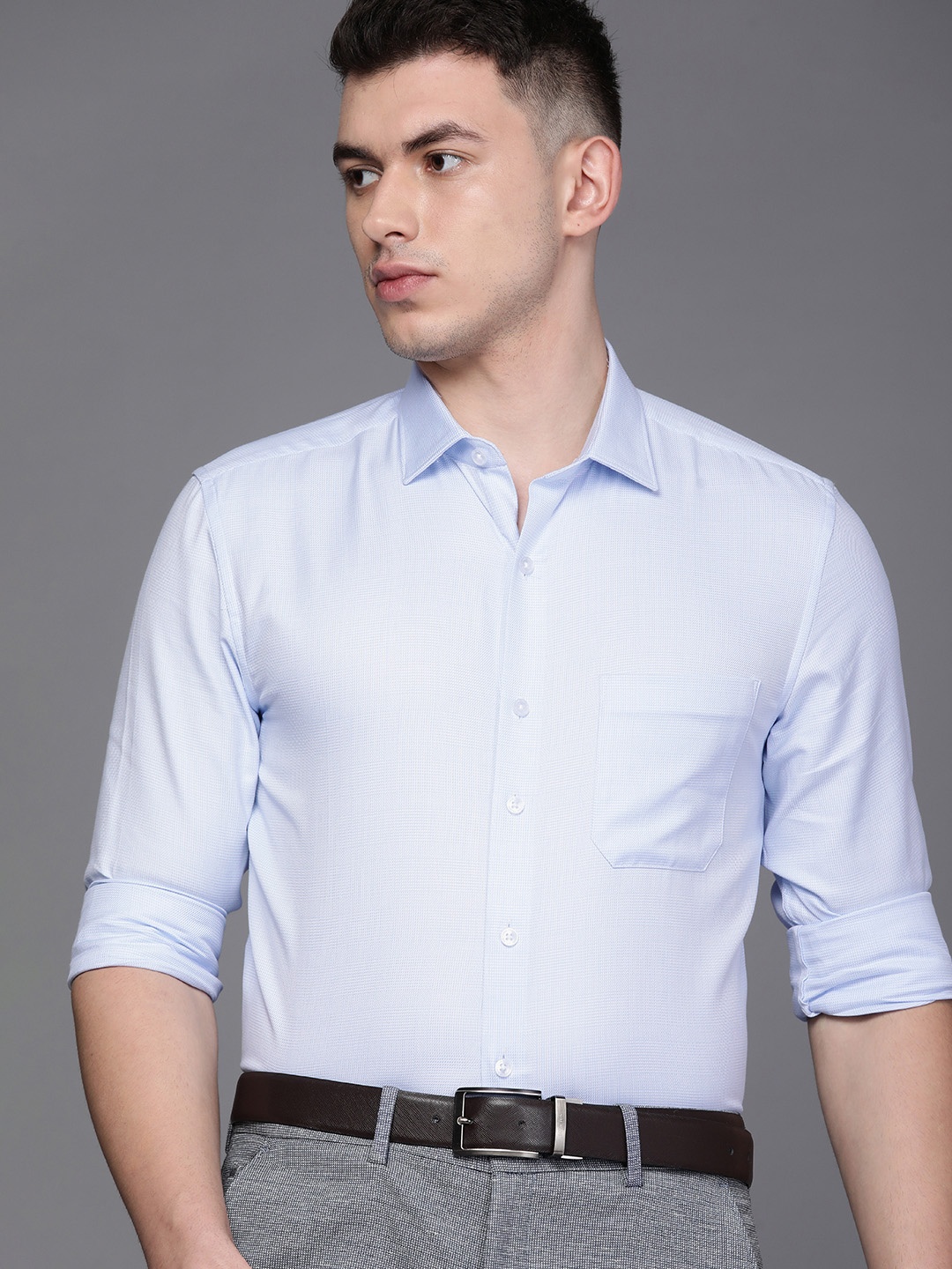 Louis Philippe Men Blue Slim Fit Formal Shirt