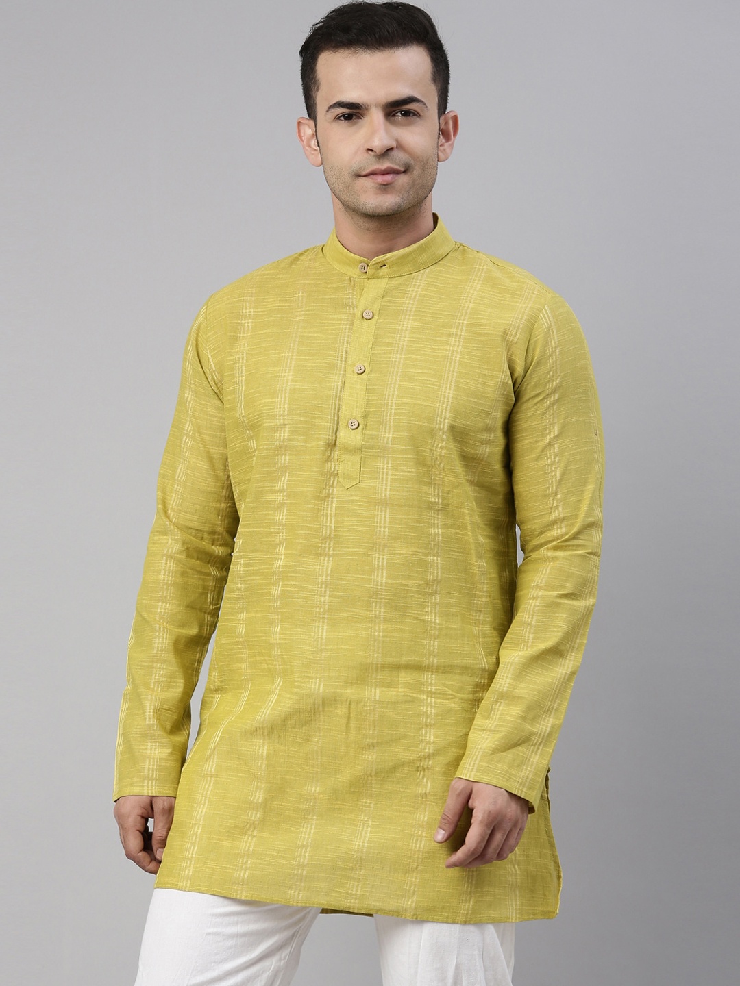 TATTVA Men Yellow Thread Work Kurta
