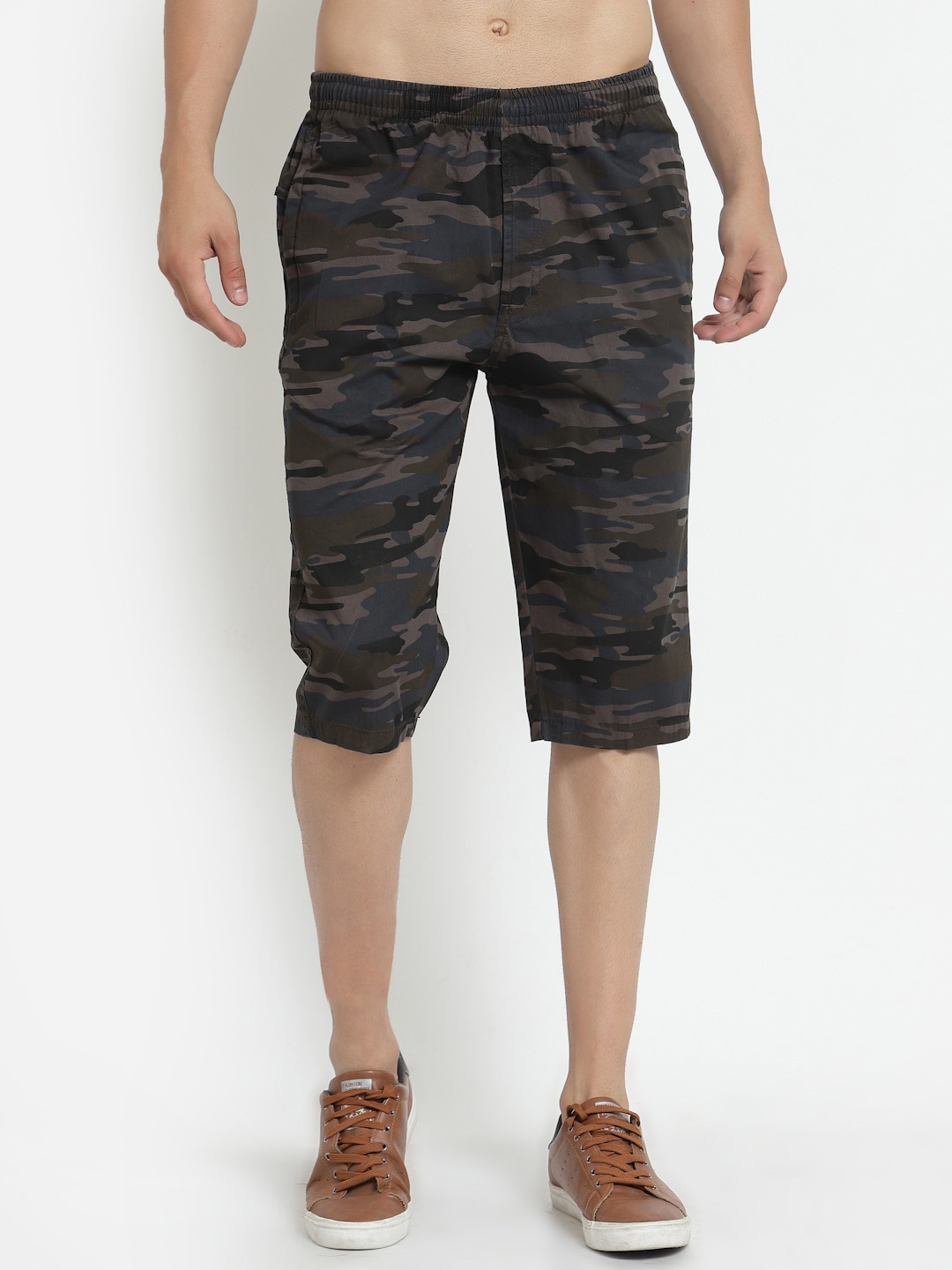SAPPER Men Multicoloured Camouflage Printed Slim Fit Outdoor Shorts, Multi