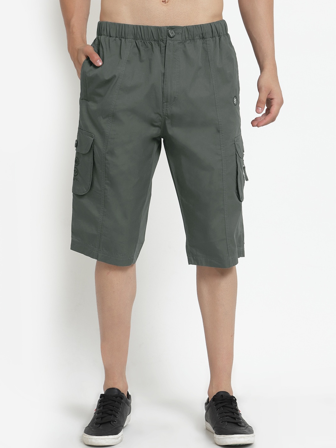 SAPPER Men Olive Green Slim Fit Outdoor Cargo Shorts