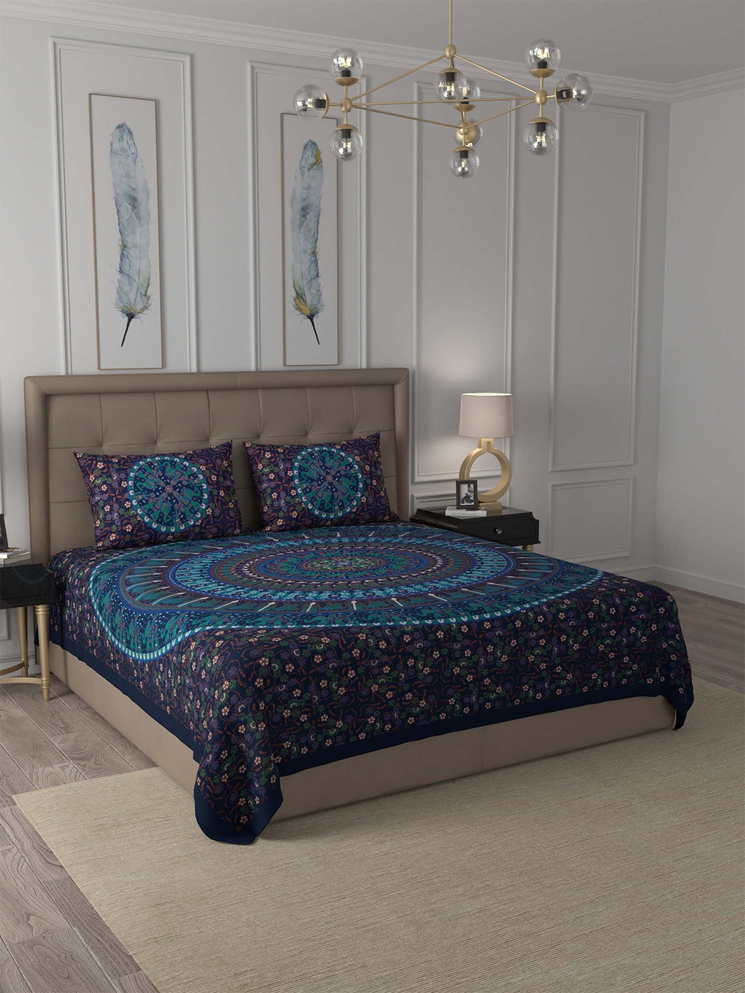JAIPUR FABRIC Blue & Green Ethnic Motifs 180 TC Queen Bedsheet with 2 Pillow Covers
JAIPUR FABRIC Blue & Green Ethnic Motifs 180 TC Queen Bedsheet with 2 Pillow Covers