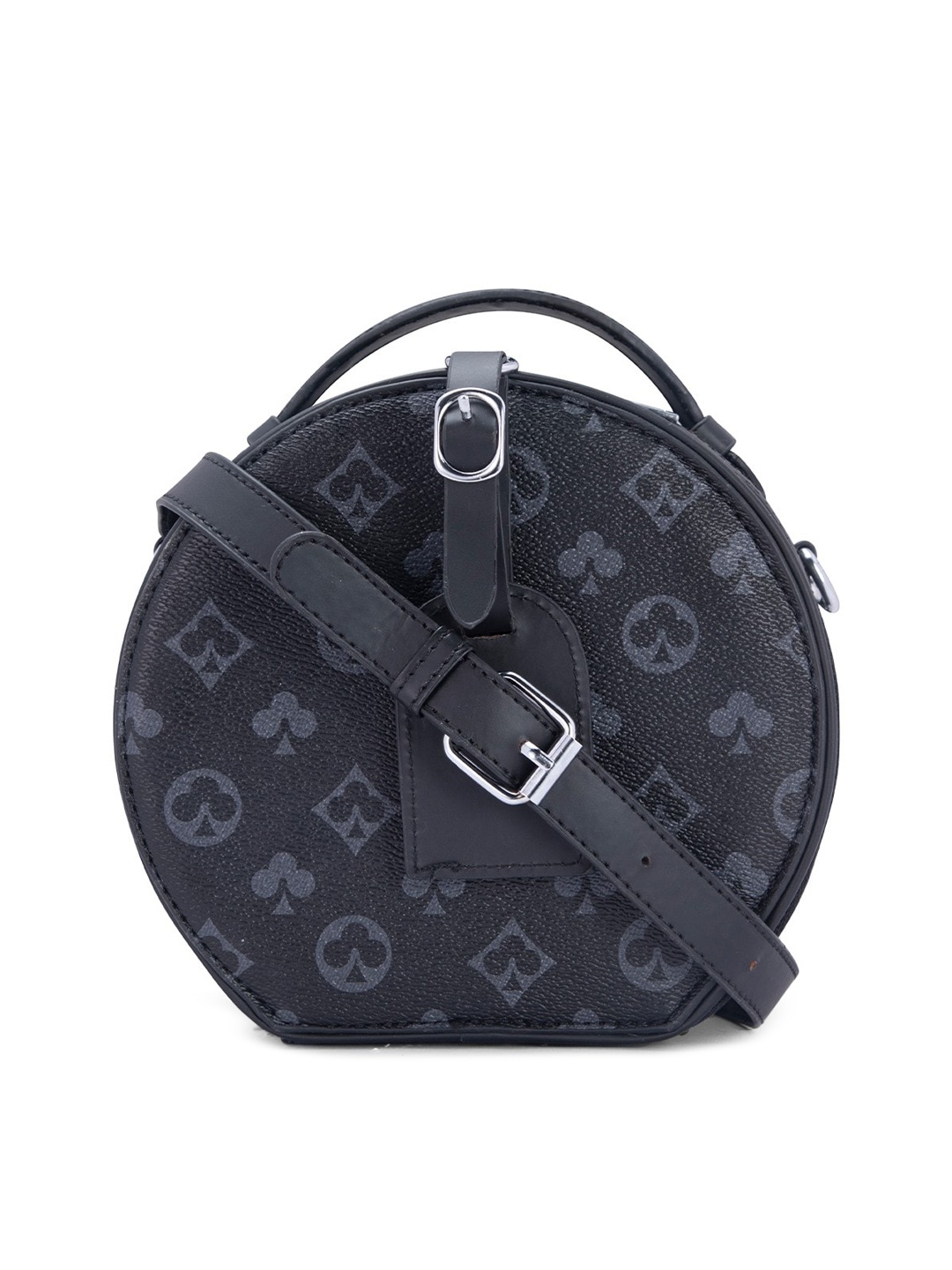 ELOPPE Black Geometric Leather Sling Bag