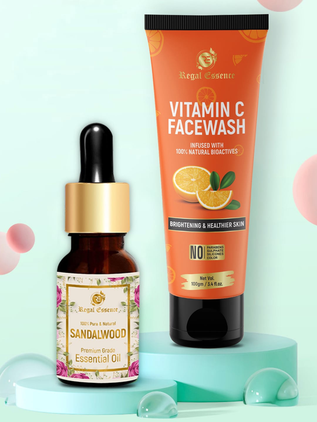 Regal Essence Set of 2 Vitamin C Face Wash 100 g & Sandalwood Essential Oil 30 ml, Orange
Regal Essence Set of 2 Vitamin C Face Wash 100 g & Sandalwood Essential Oil 30 ml, Orange