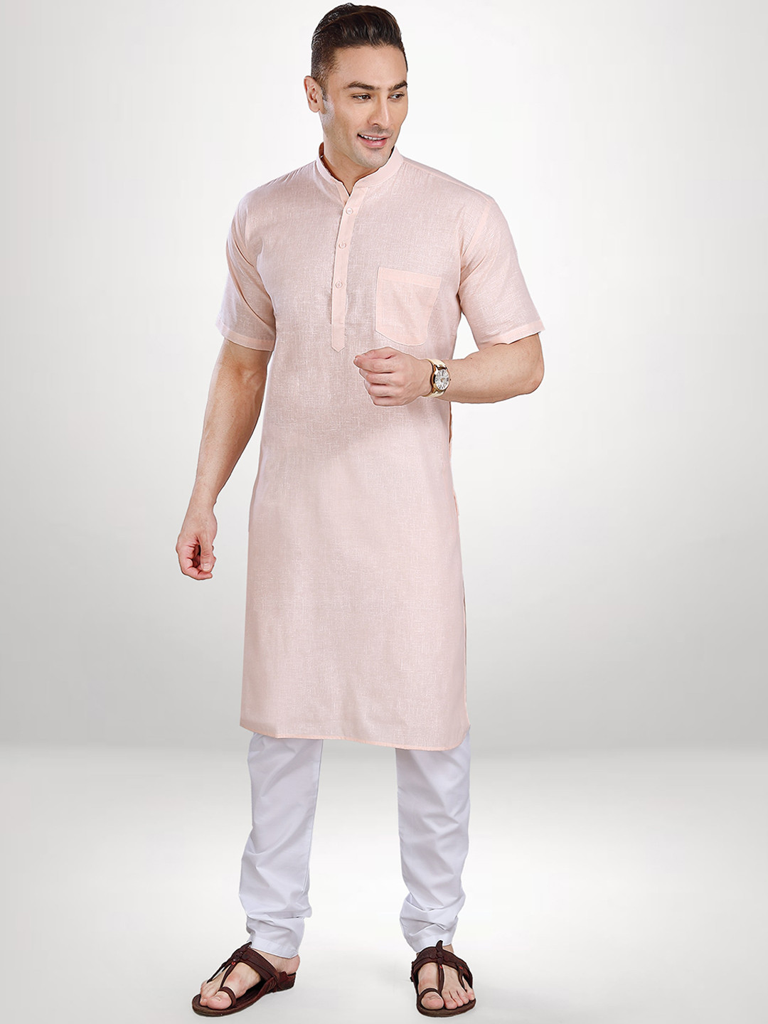 RG DESIGNERS Men Peach-Coloured Kurta with Pyjamas
RG DESIGNERS Men Peach-Coloured Kurta with Pyjamas