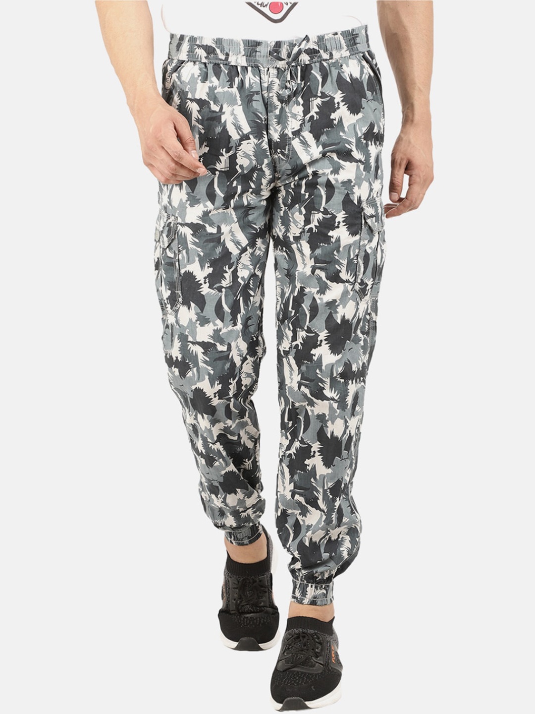 V-Mart Men Grey Printed Twill Track Pants