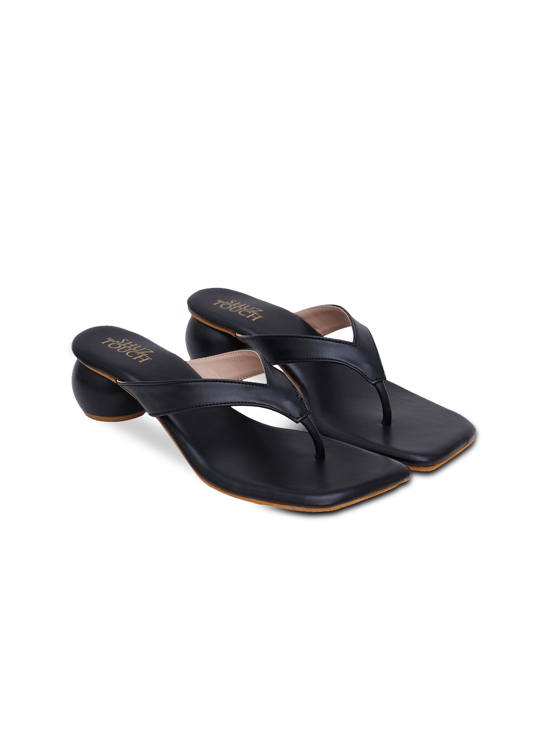 SHUZ TOUCH Black Block Sandals