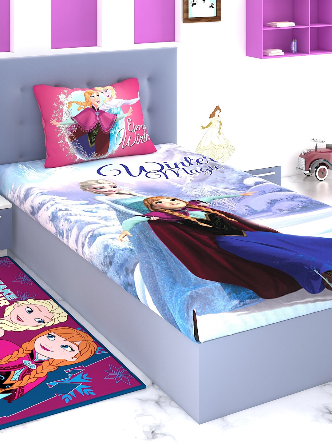 Disney Multicoloured 180 TC Single Cartoon Characters Cotton Bedsheet with 1 Pillow Covers, Multi
Disney Multicoloured 180 TC Single Cartoon Characters Cotton Bedsheet with 1 Pillow Covers, Multi