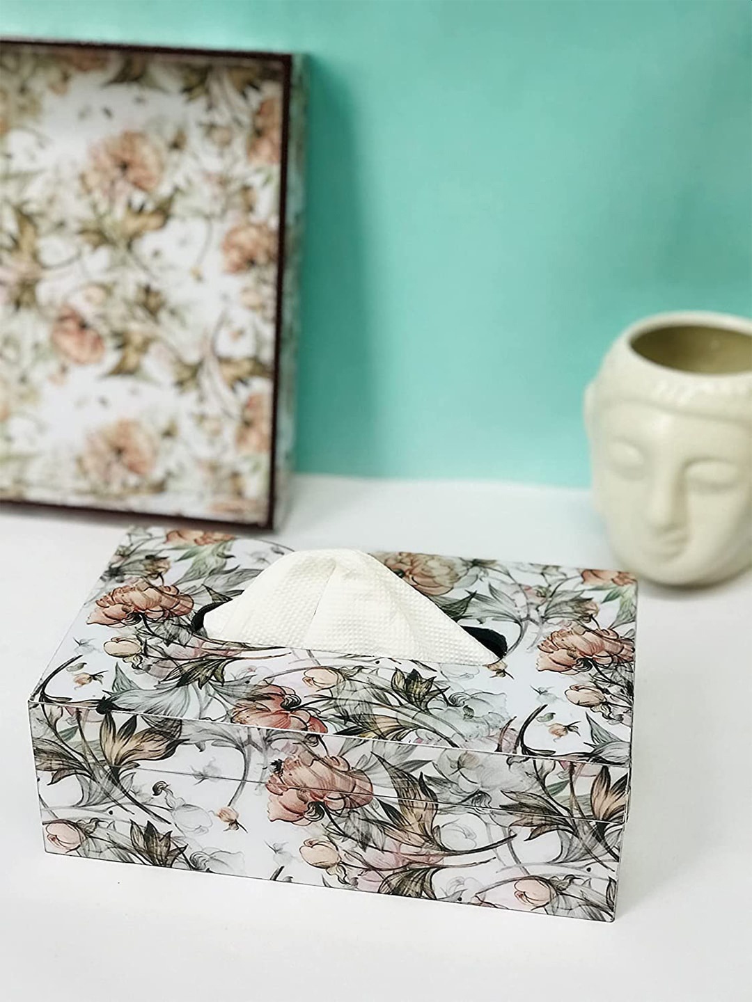 DULI Multicoloured MDF Handmade Tissue Box Holder, Multi