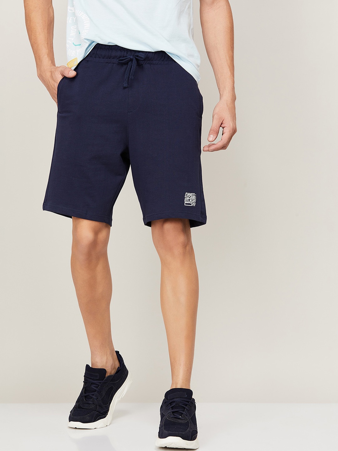 Fame Forever by Lifestyle Men Navy Blue Cotton Sports Shorts