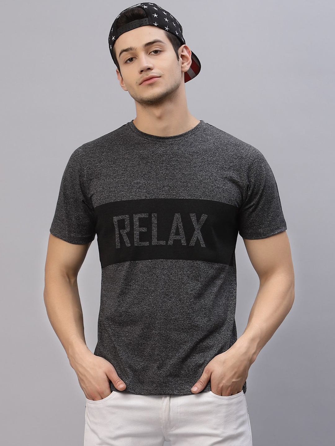 Rigo Men Charcoal Grindle RELAX Print Round Neck Half Sleeve T-Shirt, Grey melange
Rigo Men Charcoal Grindle RELAX Print Round Neck Half Sleeve T-Shirt, Grey melange