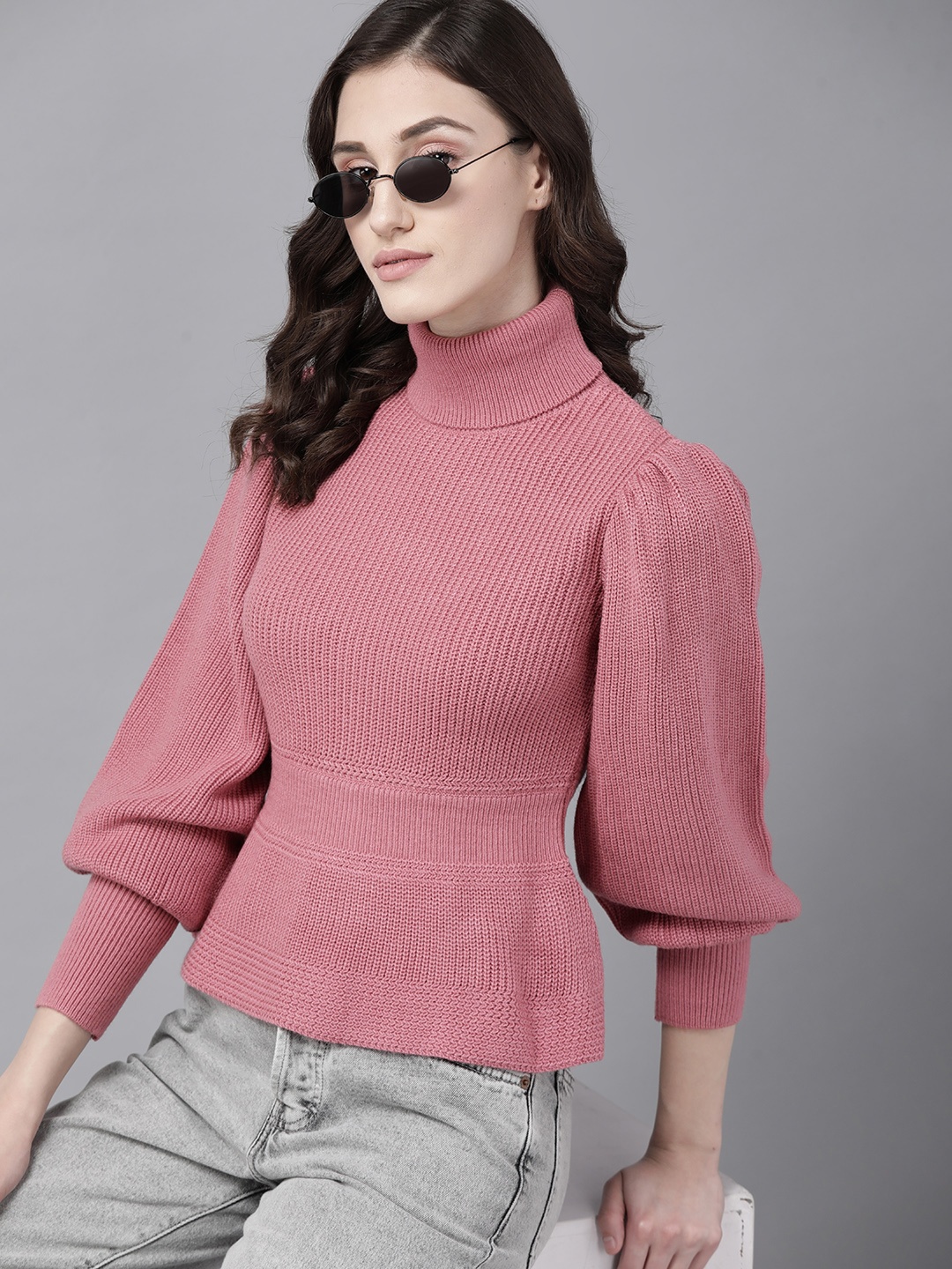 The Roadster Lifestyle Co. Women Dusty Pink Pure Acrylic Ribbed Balloon Sleeves Pullover, Rose
The Roadster Lifestyle Co. Women Dusty Pink Pure Acrylic Ribbed Balloon Sleeves Pullover, Rose