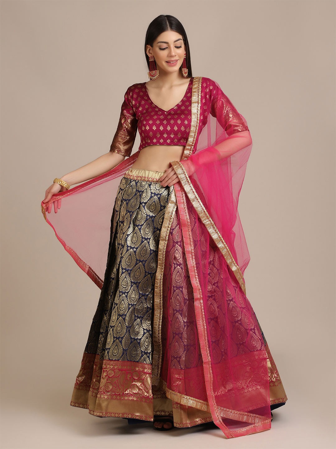 Warthy Ent Blue & Pink Zardozi Semi-Stitched Lehenga & Unstitched Blouse With Dupatta
Warthy Ent Blue & Pink Zardozi Semi-Stitched Lehenga & Unstitched Blouse With Dupatta