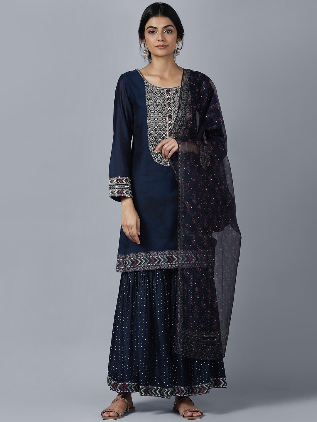 WISHFUL Women Blue Ethnic Motifs Embroidered Thread Work Kurti with Sharara & With Dupatta
WISHFUL Women Blue Ethnic Motifs Embroidered Thread Work Kurti with Sharara & With Dupatta