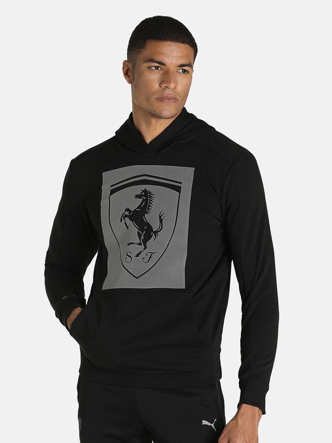 PUMA Motorsport Men Black Printed Hooded MSP Sweatshirt