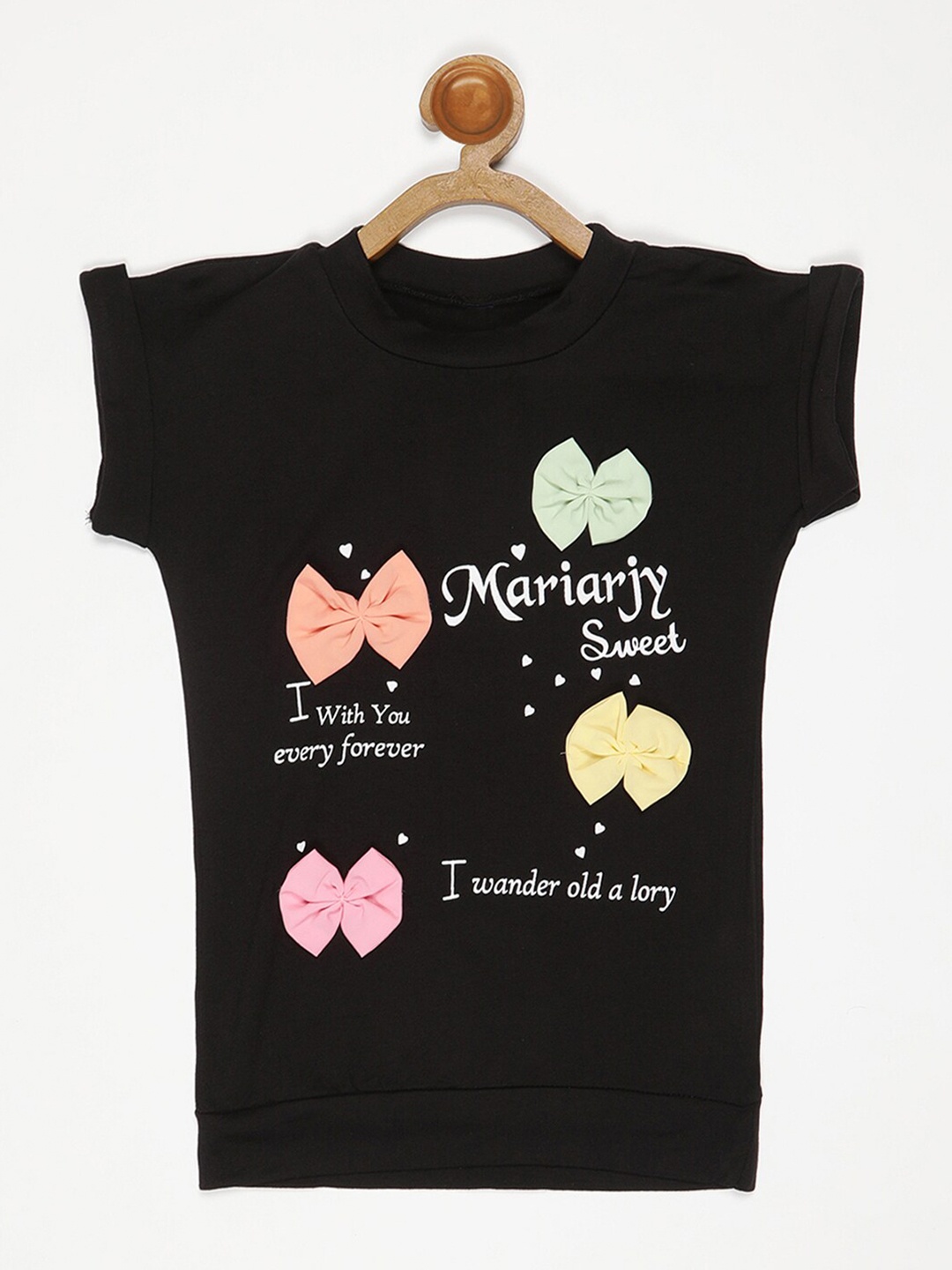 V2 Value & Variety Girls Black Print Top