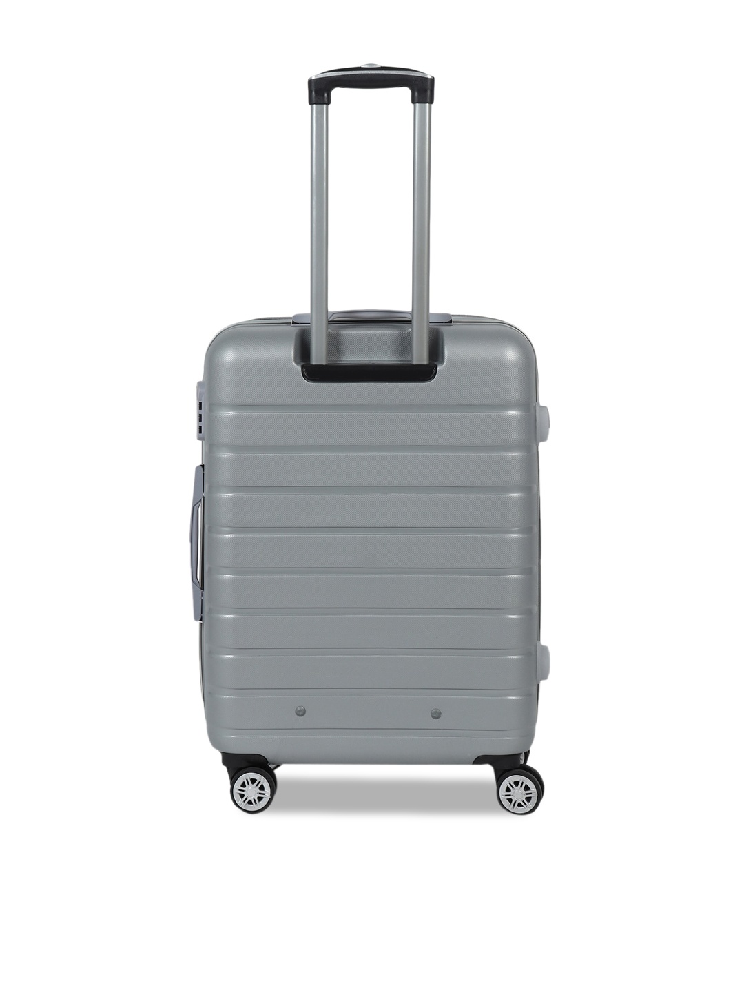 Teakwood Leathers Silver-Toned Textured Hard-Sided Medium Trolley Suitcase