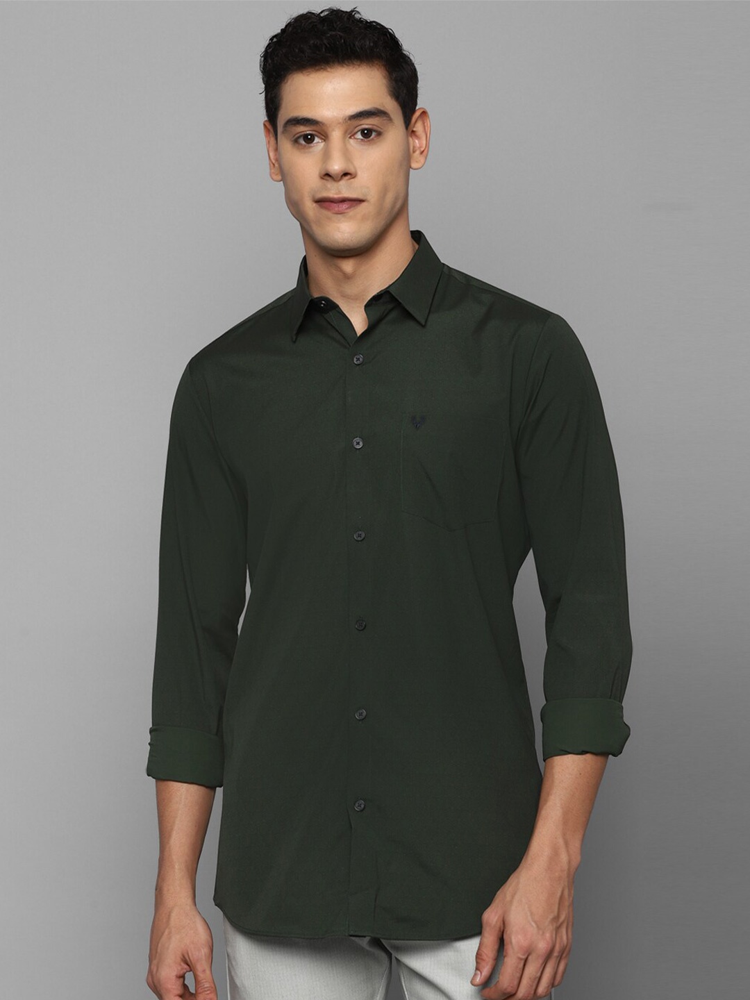 Allen Solly Men Green Slim Fit Casual Shirt