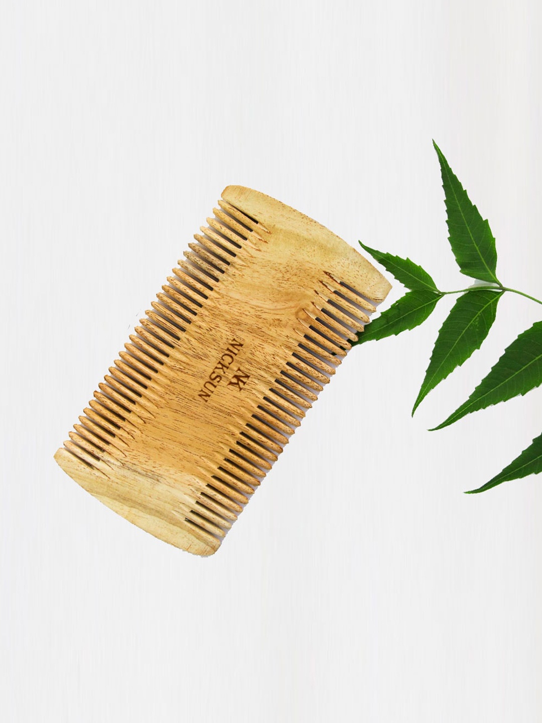 NICKSUN Neem Wooden Lice Comb, Camel brown