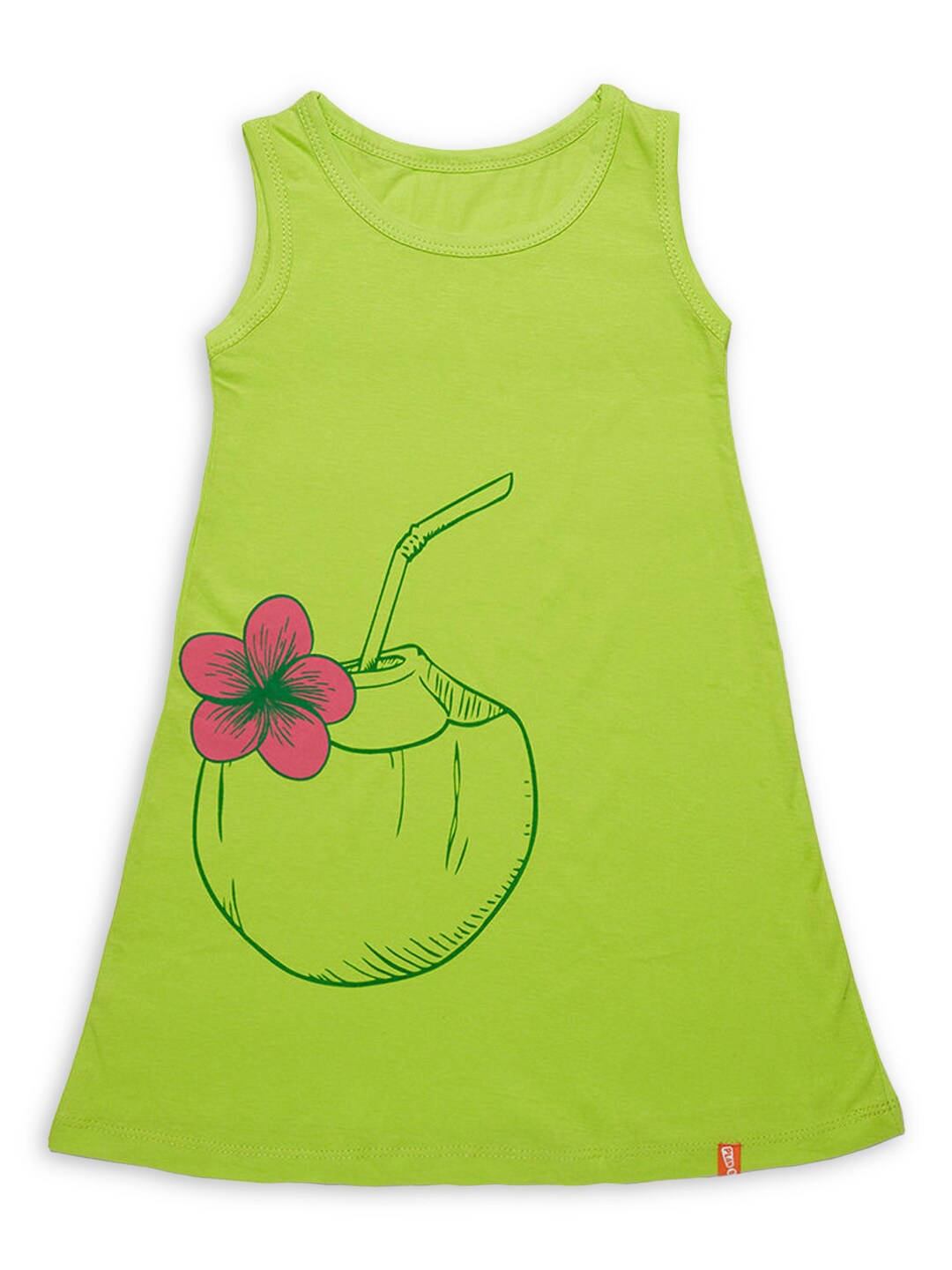 Hopscotch Girls Green Printed T-shirt Dress