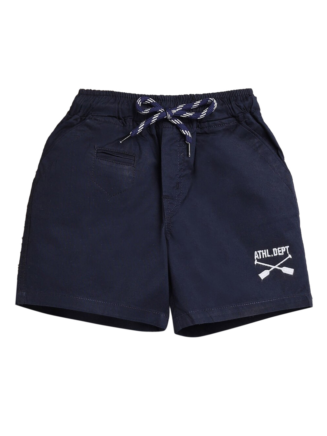 Hopscotch Boys Navy Blue Printed Cotton Denim Shorts
Hopscotch Boys Navy Blue Printed Cotton Denim Shorts
