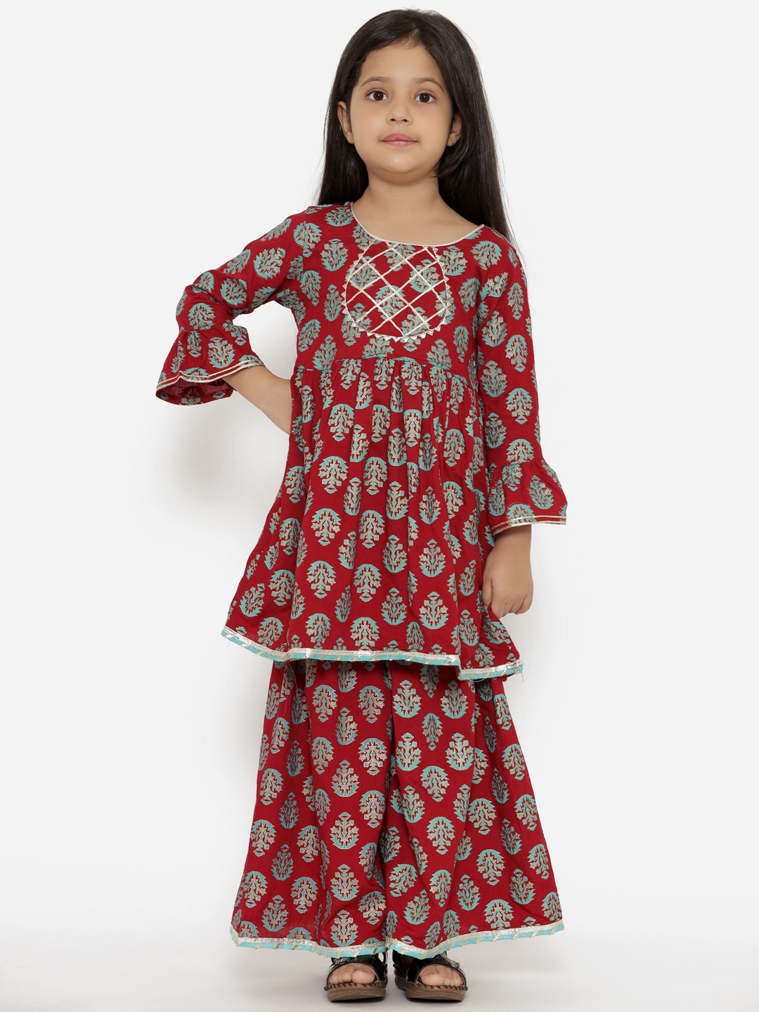 Readiprint Fashions Girls Maroon Ethnic Motifs Printed Empire Pure Cotton Kurta with Sharara
Readiprint Fashions Girls Maroon Ethnic Motifs Printed Empire Pure Cotton Kurta with Sharara
