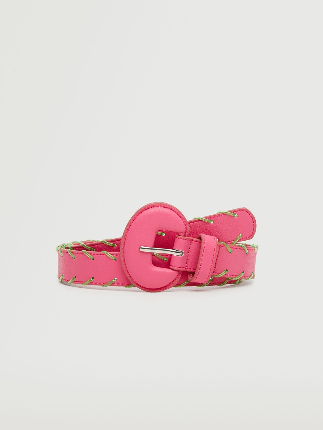 MANGO Women Pink & Green Braided Style Belt
