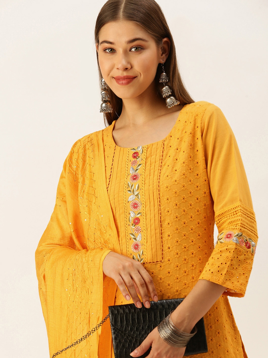 SWAGG INDIA Women Mustard Yellow Ethnic Motifs Embroidered Chikankari Kurta with Trousers & With Dupatta
SWAGG INDIA Women Mustard Yellow Ethnic Motifs Embroidered Chikankari Kurta with Trousers & With Dupatta