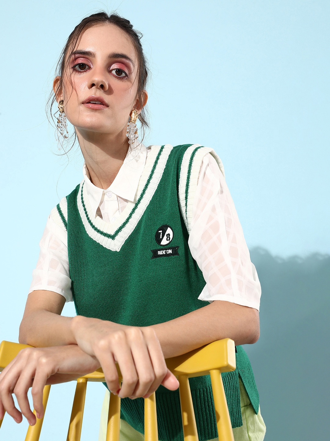 The Roadster Life Co. Women V-Neck Sleeveless Acrylic Pullover with Embroidered Detail, Green
The Roadster Life Co. Women V-Neck Sleeveless Acrylic Pullover with Embroidered Detail, Green