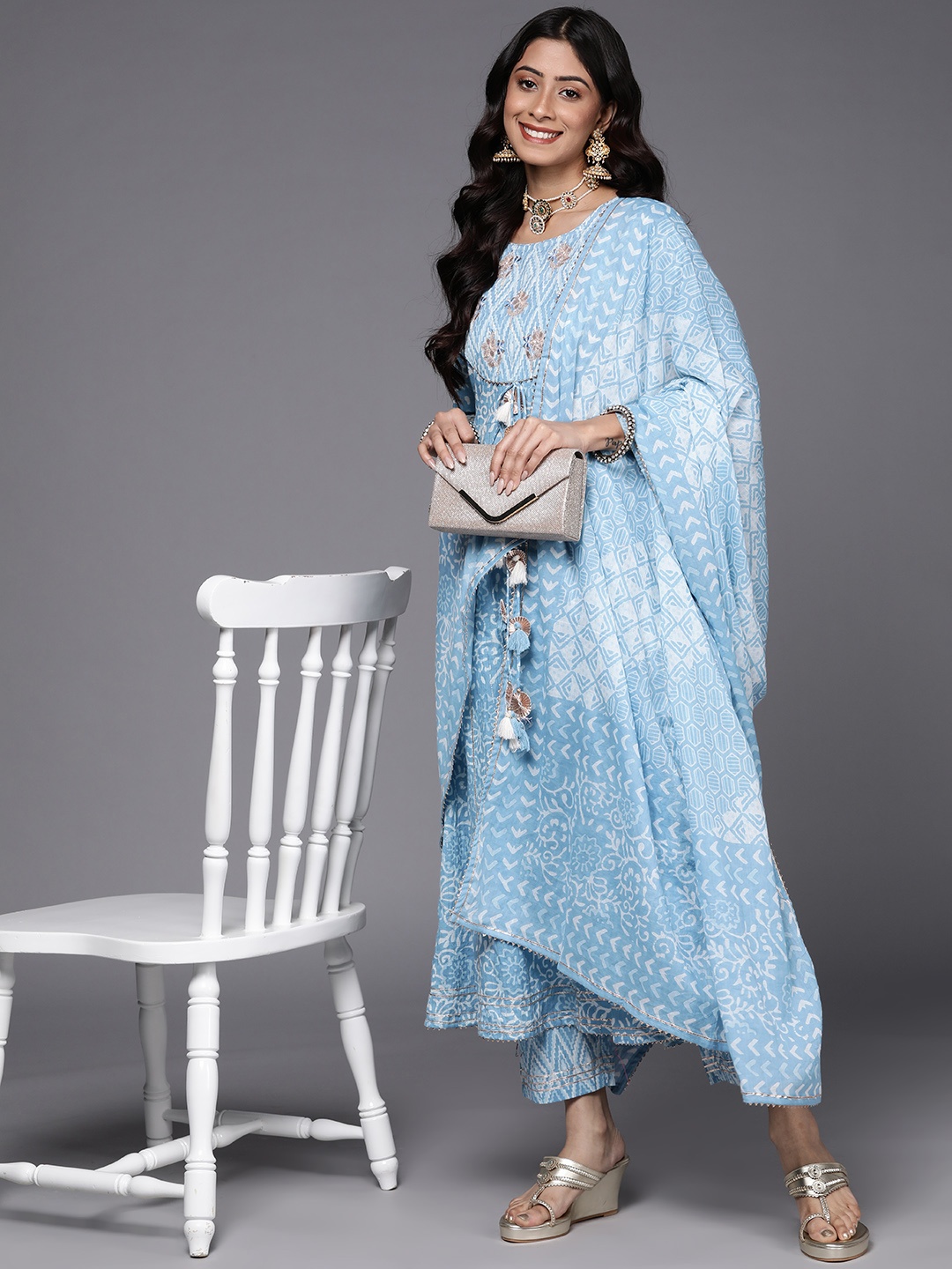 KSUT Women Blue Pure Cotton Embroidered Gotta Patti Kurta with Trousers & With Dupatta
KSUT Women Blue Pure Cotton Embroidered Gotta Patti Kurta with Trousers & With Dupatta