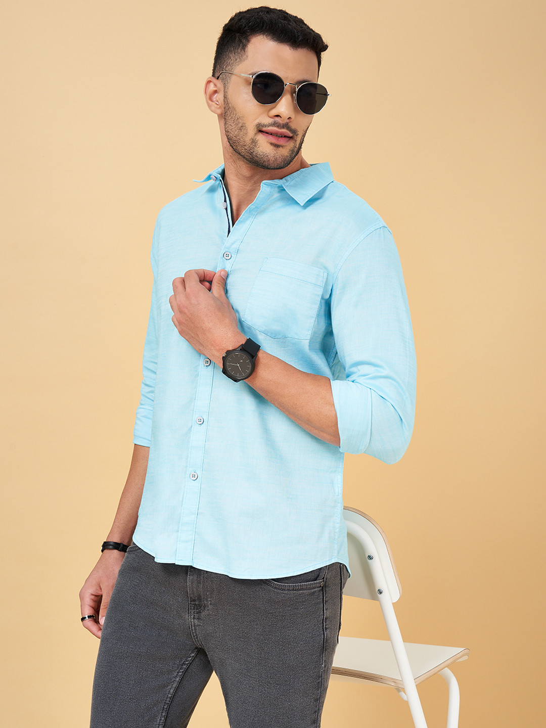 People Men Blue Slim Fit Casual Shirt 
People Men Blue Slim Fit Casual Shirt