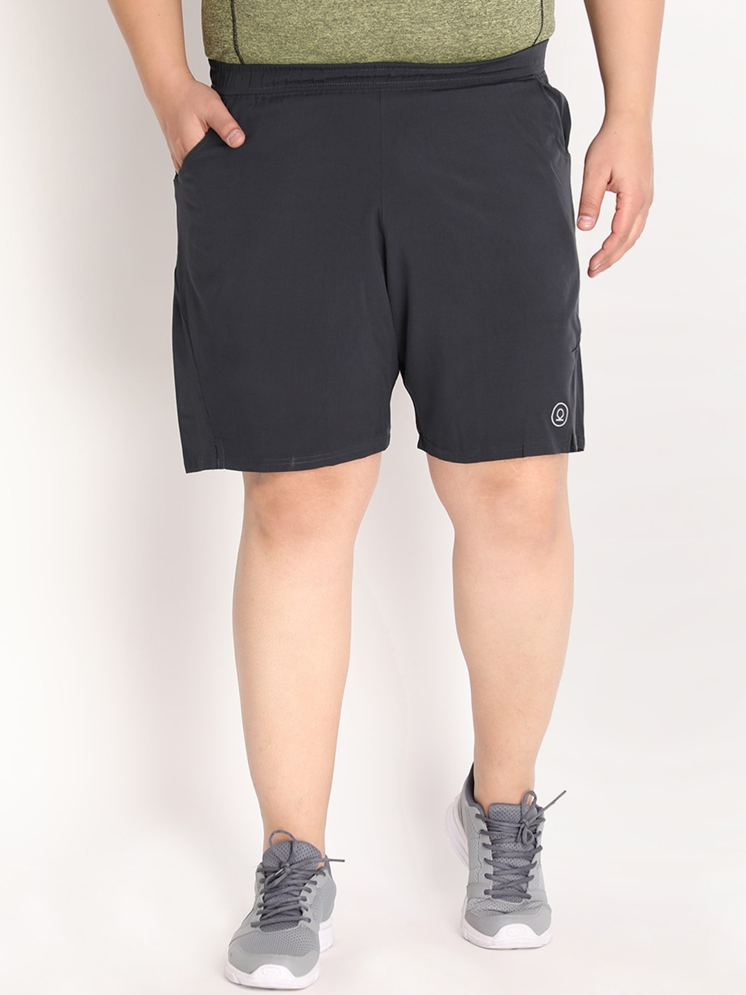 CHKOKKO Plus Men Grey Running Sports Shorts