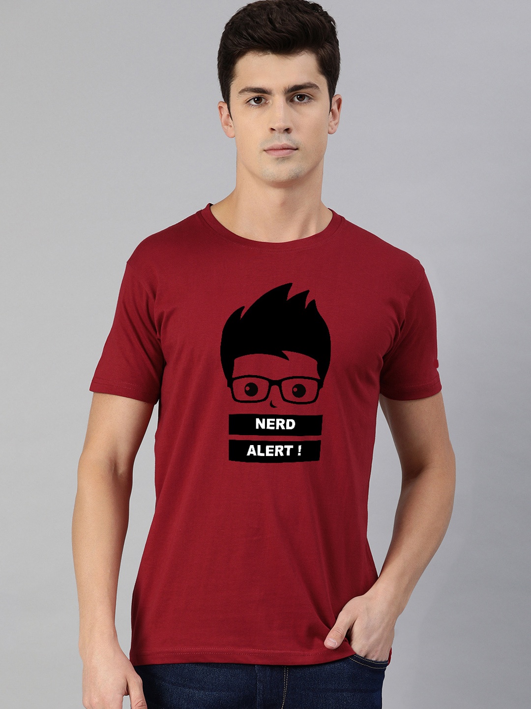 UNSULLY Men Red Typography Printed Dri-FIT Applique T-shirt
