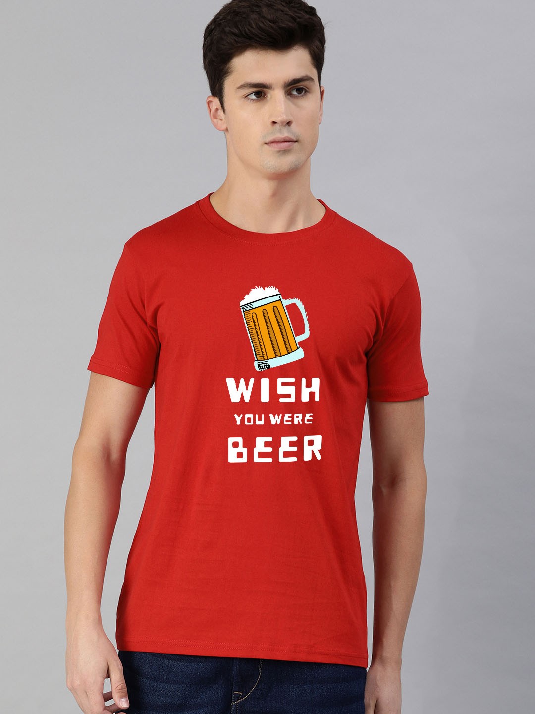 UNSULLY Men Red Typography Printed Dri-FIT Applique T-shirt