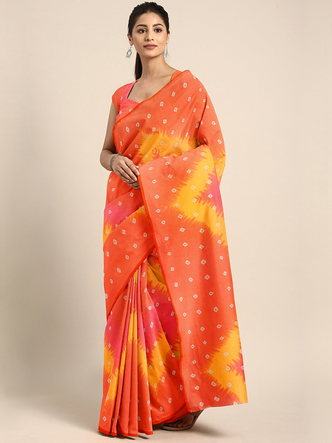 KALINI Orange & Yellow Bandhani Print Saree
KALINI Orange & Yellow Bandhani Print Saree