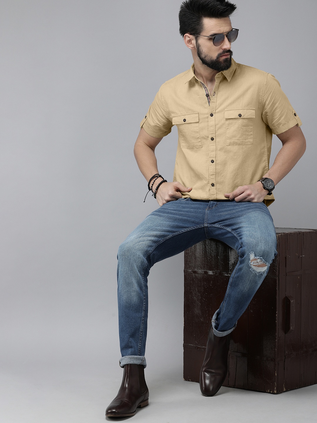 Roadster Men Beige Casual Shirt