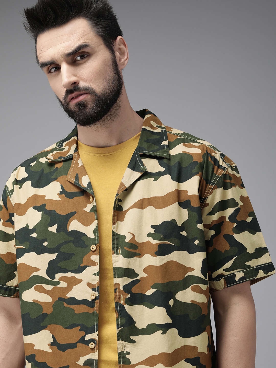 The Roadster Life Co. Men Khaki Brown & Green Camouflage Printed Pure Cotton Casual Shirt
The Roadster Life Co. Men Khaki Brown & Green Camouflage Printed Pure Cotton Casual Shirt