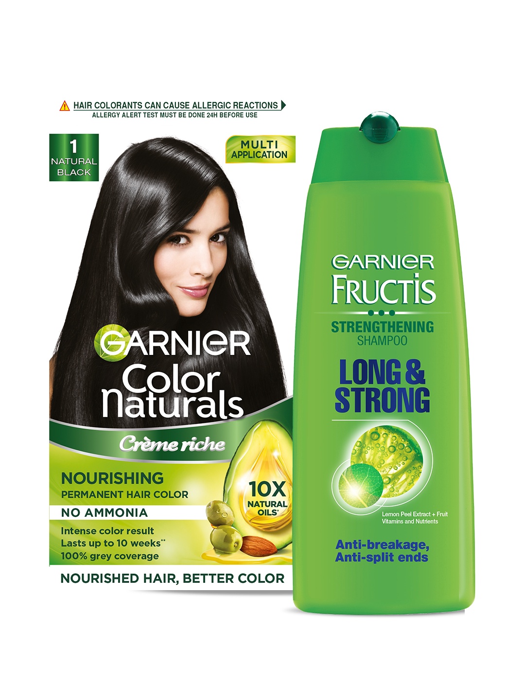 Garnier Set of Color Naturals Creme Hair Color - 70ml+60g & Fructis Shampoo - 175ml, Black
Garnier Set of Color Naturals Creme Hair Color - 70ml+60g & Fructis Shampoo - 175ml, Black