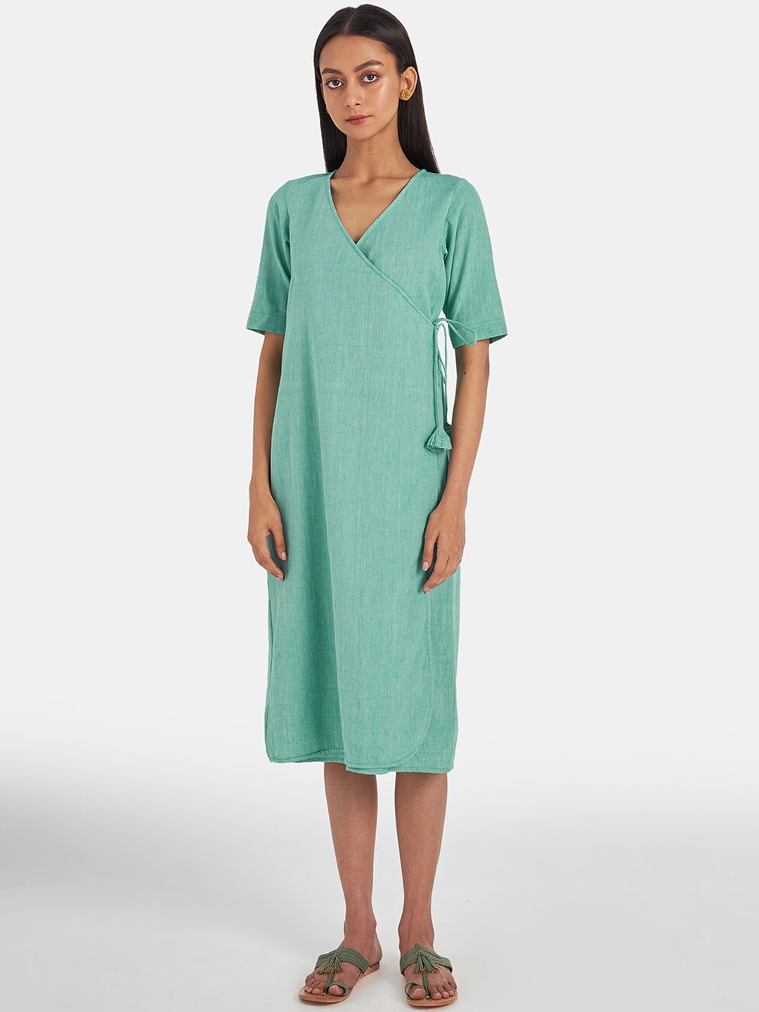 Suta Women Sea Green Cotton Dress