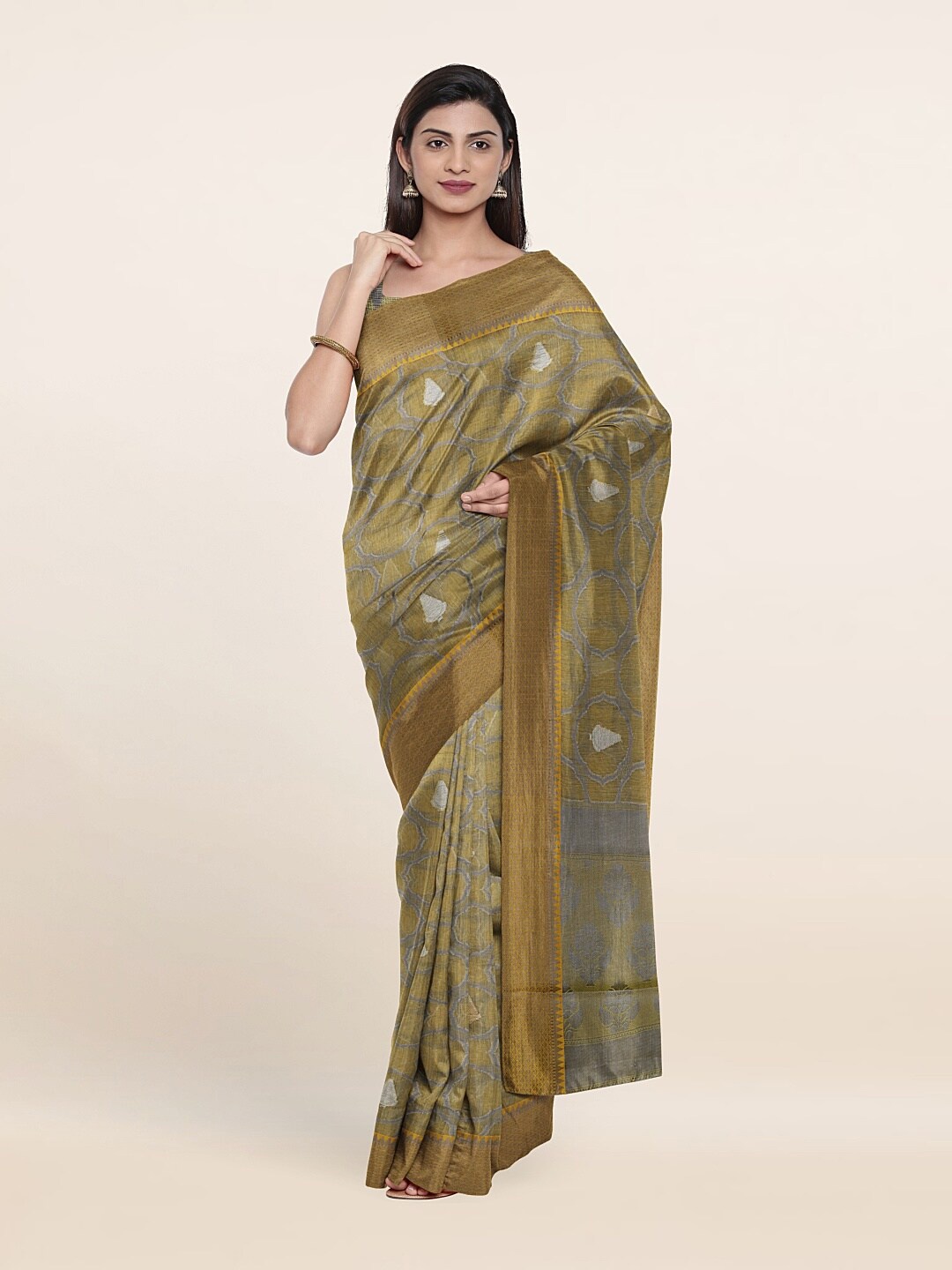 Pothys Yellow & Grey Saree