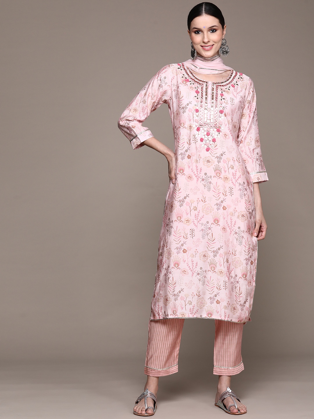 Ishin Women Pink Floral Yoke Design Gotta Patti Kurta with Trousers & With Dupatta
Ishin Women Pink Floral Yoke Design Gotta Patti Kurta with Trousers & With Dupatta
