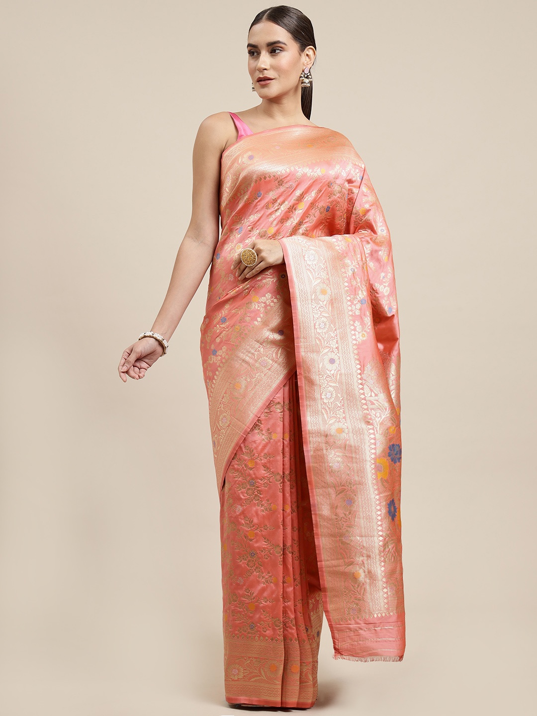 Royal Rajgharana Saree Peach-Coloured Woven Design Silk Blend Banarasi Saree with Blouse
Royal Rajgharana Saree Peach-Coloured Woven Design Silk Blend Banarasi Saree with Blouse