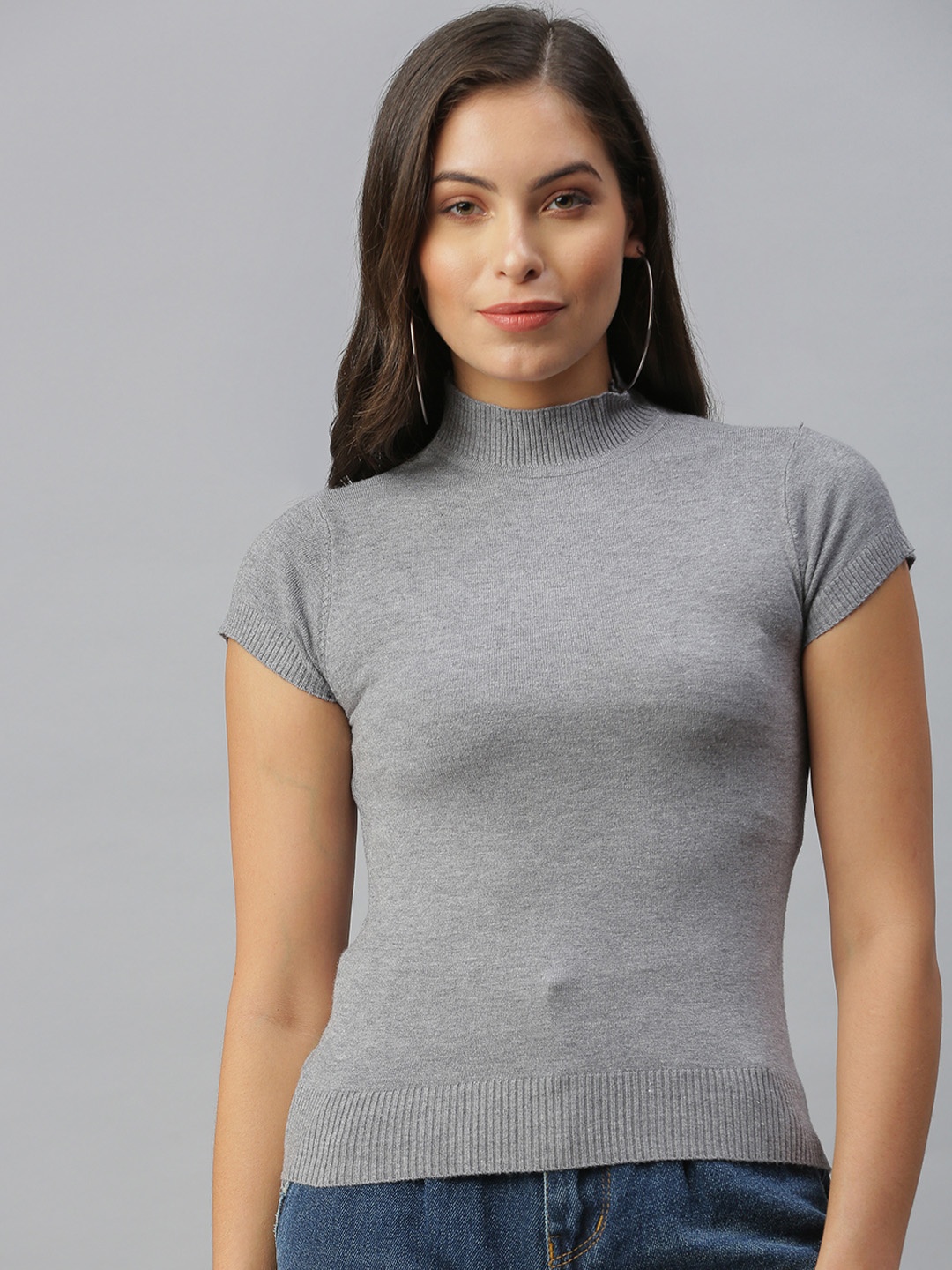 SHOWOFF Grey Solid Top