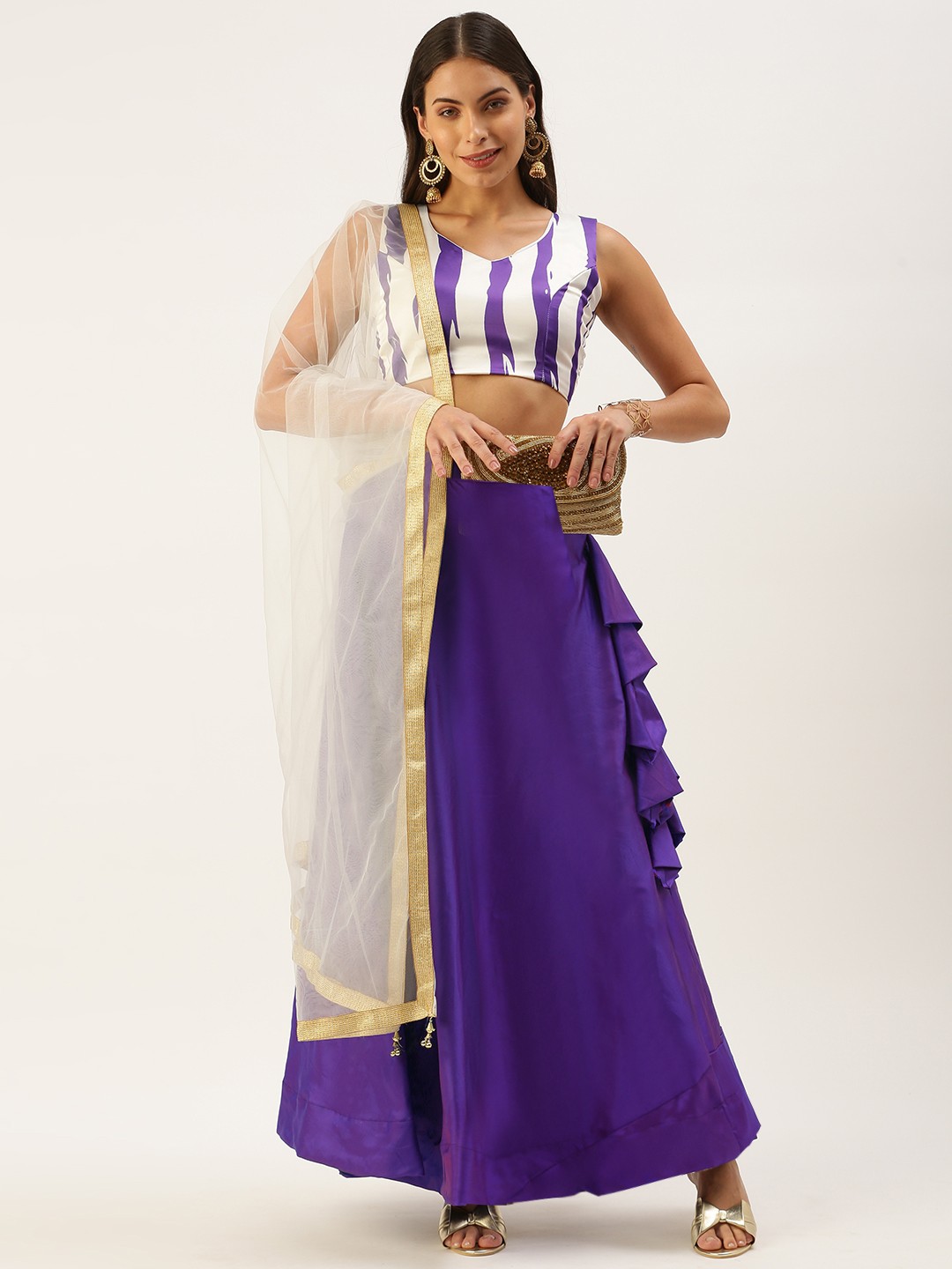LOOKNBOOK ART Purple & White Dyed Semi-Stitched Lehenga & Unstitched Blouse With Dupatta
LOOKNBOOK ART Purple & White Dyed Semi-Stitched Lehenga & Unstitched Blouse With Dupatta